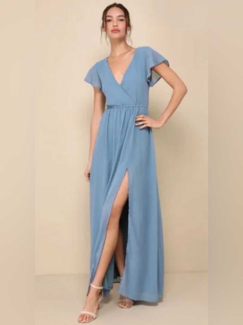 Lulus Lost In the Moment Slate Blue Maxi Dress 1X